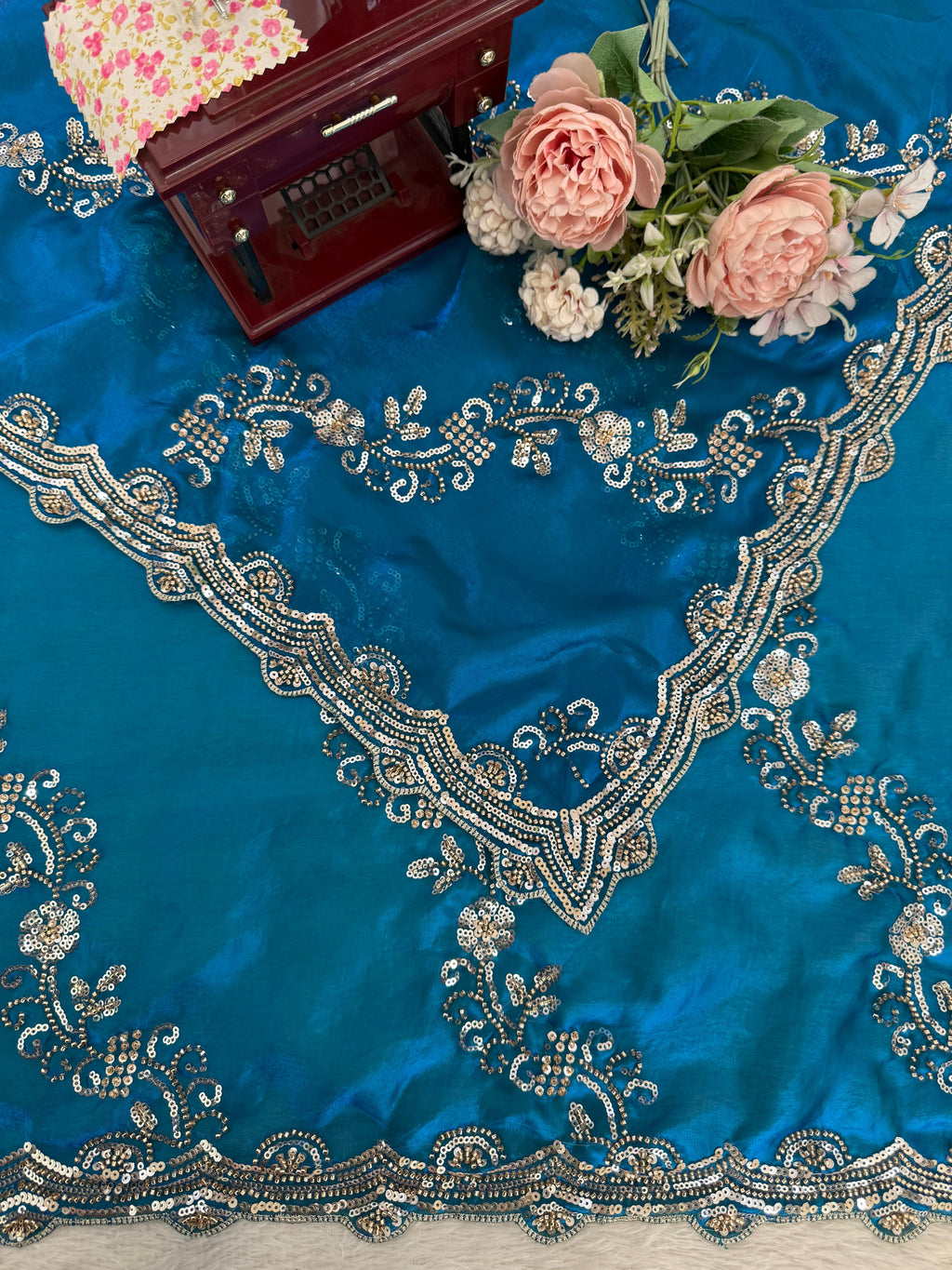 Blue Silk Heavy Work Saree