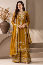 Mustard Yellow Silk Suit Set