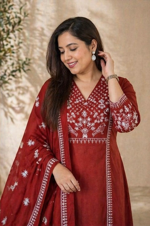 Mull Cotton Embroidered Kurta