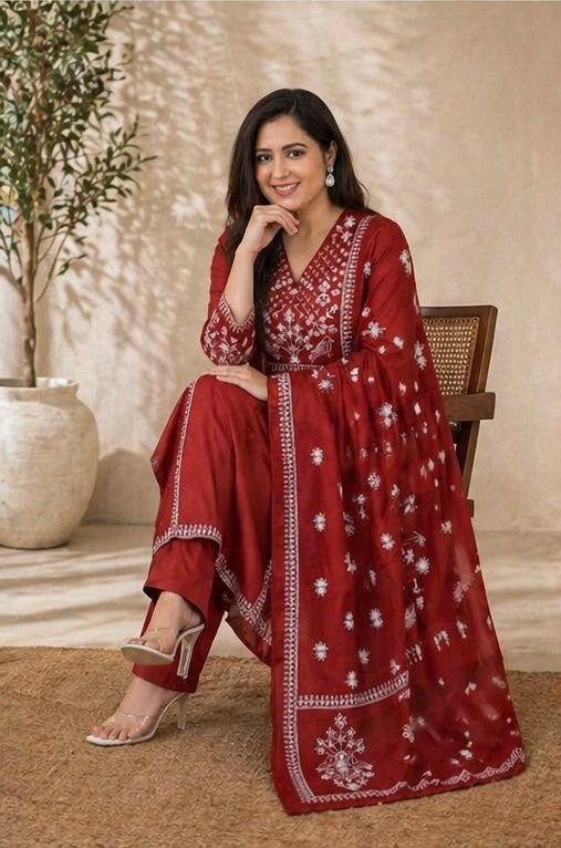 Mull Cotton Embroidered Kurta
