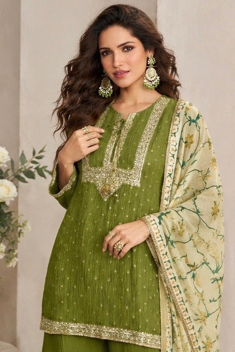 Green Silk Sharara Suit