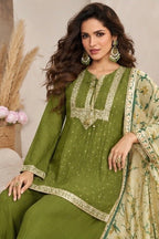 Green Silk Sharara Suit