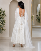 White Georgette Anarkali Set
