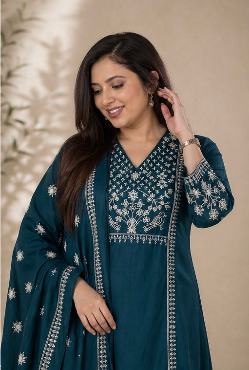 Mull Cotton Embroidered Kurta