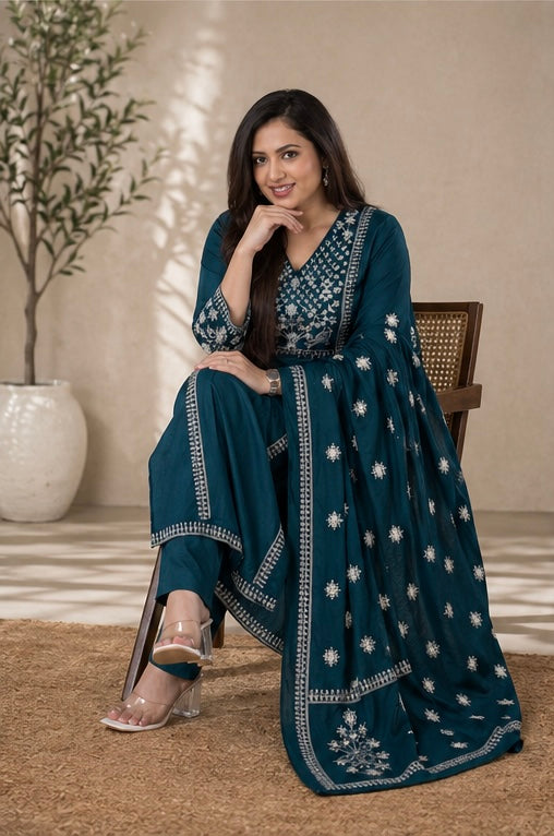 Mull Cotton Embroidered Kurta