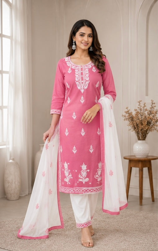 Super-breathable Embroidered Cotton Kurta