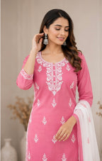 Super-breathable Embroidered Cotton Kurta