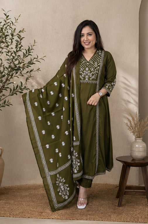 Mull Cotton Embroidered Kurta