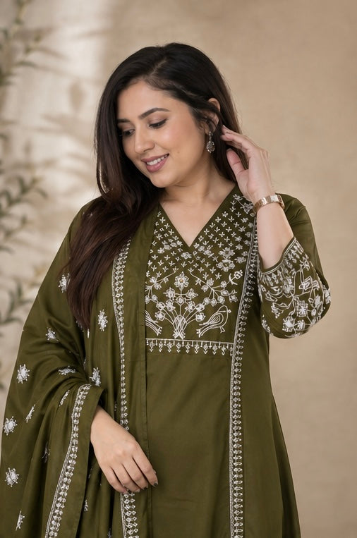 Mull Cotton Embroidered Kurta