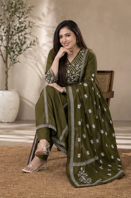 Mull Cotton Embroidered Kurta