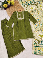 Green Silk Sharara Suit