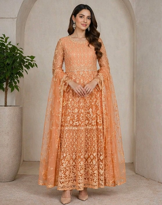 Anarkali-Style Embroidered Dress