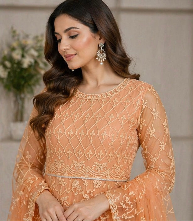 Anarkali-Style Embroidered Dress