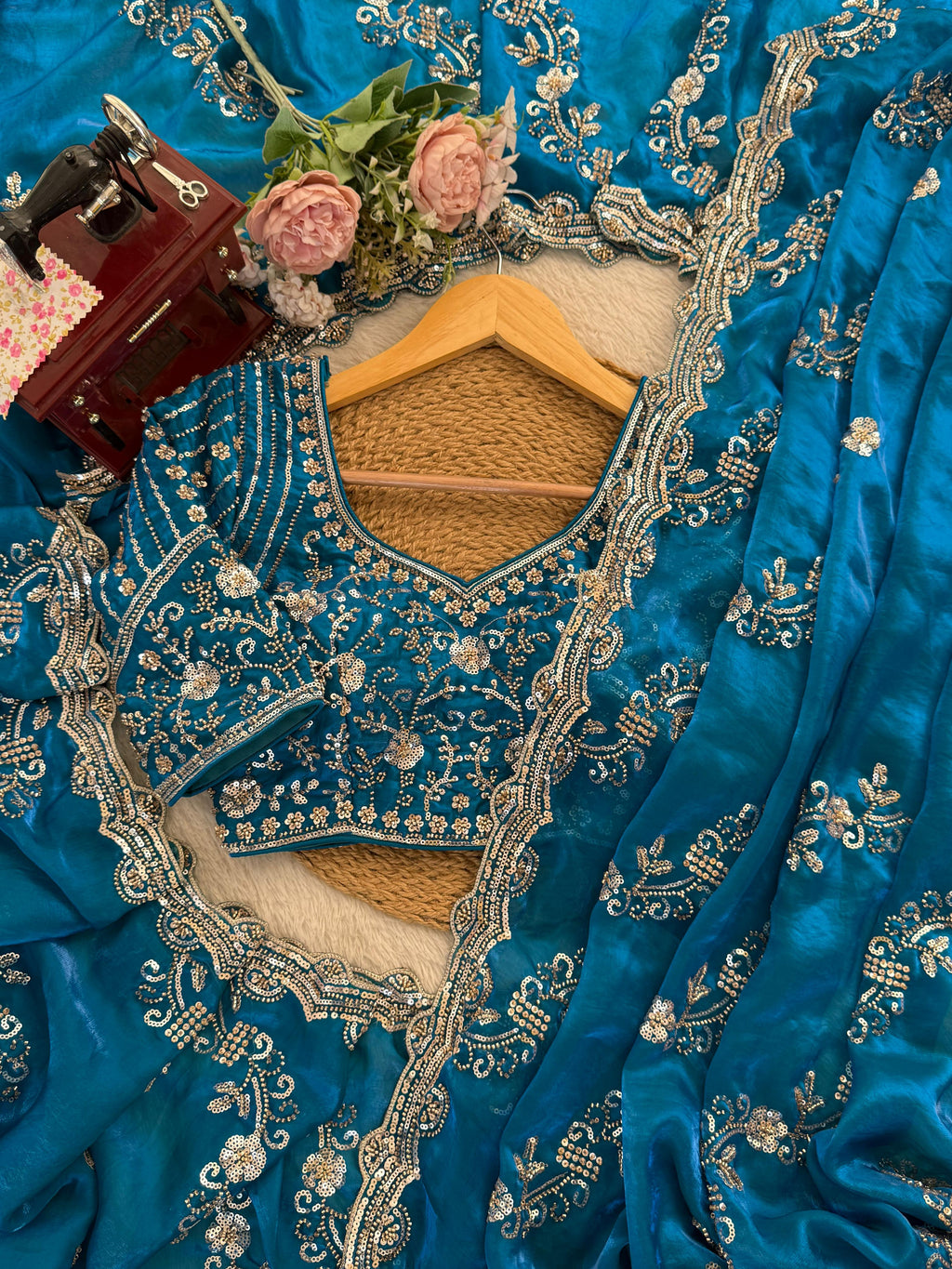 Blue Silk Heavy Work Saree