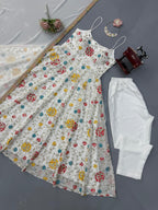 Flora Design White Anarkali Set