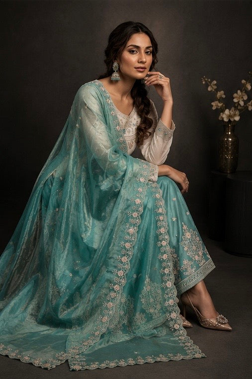 Women's Embroidered Silk Kurta Set