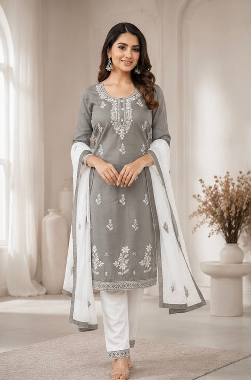 Super-breathable Embroidered Cotton Kurta