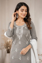 Super-breathable Embroidered Cotton Kurta