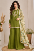 Green Silk Sharara Suit