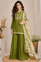 Green Silk Sharara Suit