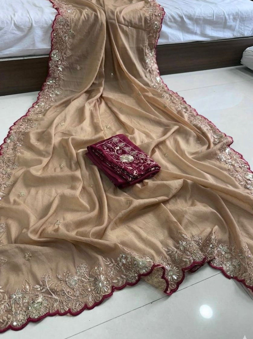 Pure Star Georgette Sequence Work Saree