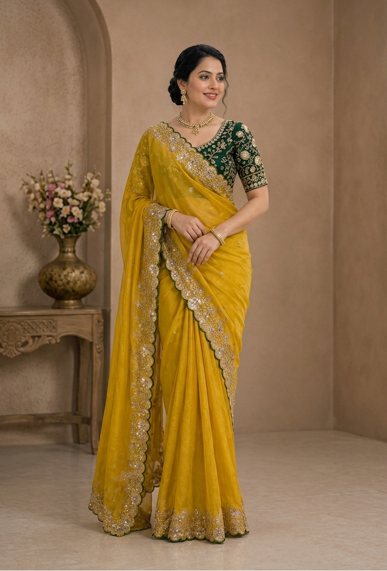 Pure Star Georgette Sequence Work Saree
