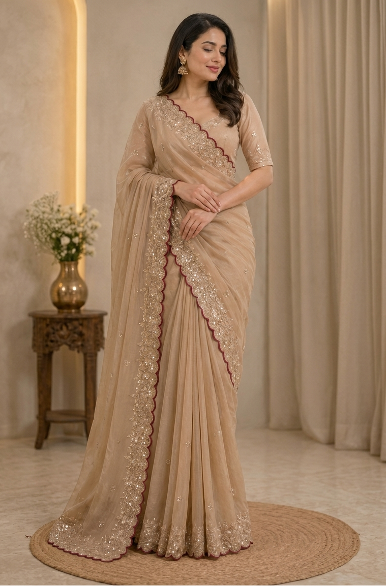 Pure Star Georgette Sequence Work Saree