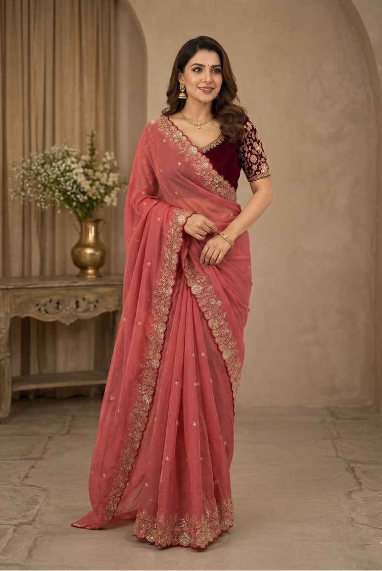 Pure Star Georgette Sequence Work Saree