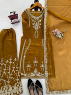 Mustard Yellow Silk Suit Set