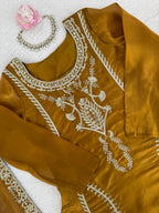 Mustard Yellow Silk Suit Set