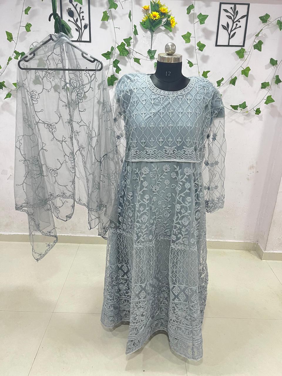 Anarkali-Style Embroidered Dress