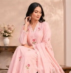 Super-breathable Slub Cotton Embroidered Kurta