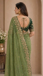 Pure Star Georgette Sequence Work Saree