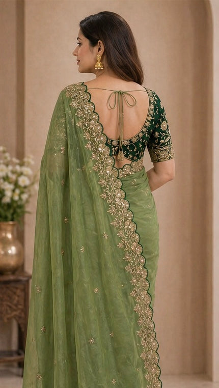 Pure Star Georgette Sequence Work Saree