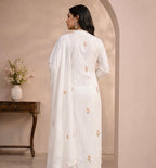 Super-breathable Slub Cotton Embroidered Kurta