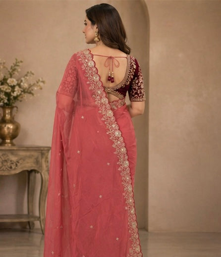Pure Star Georgette Sequence Work Saree