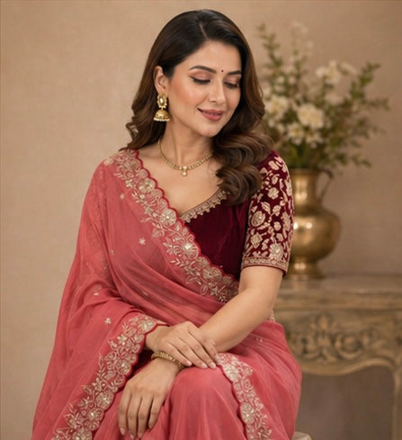 Pure Star Georgette Sequence Work Saree
