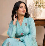 Super-breathable Slub Cotton Embroidered Kurta