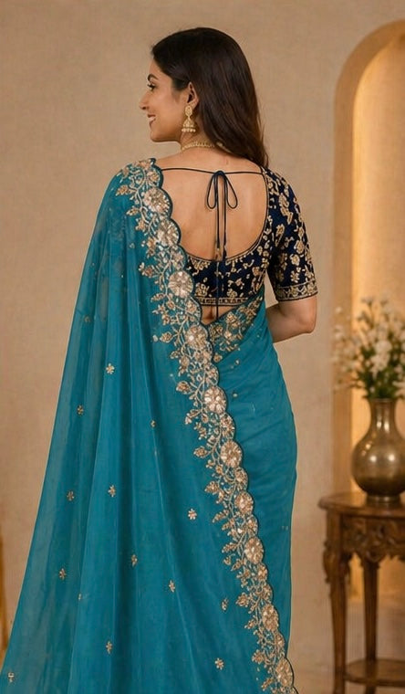 Pure Star Georgette Sequence Work Saree